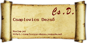 Csaplovics Dezső névjegykártya