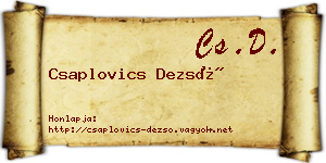 Csaplovics Dezső névjegykártya